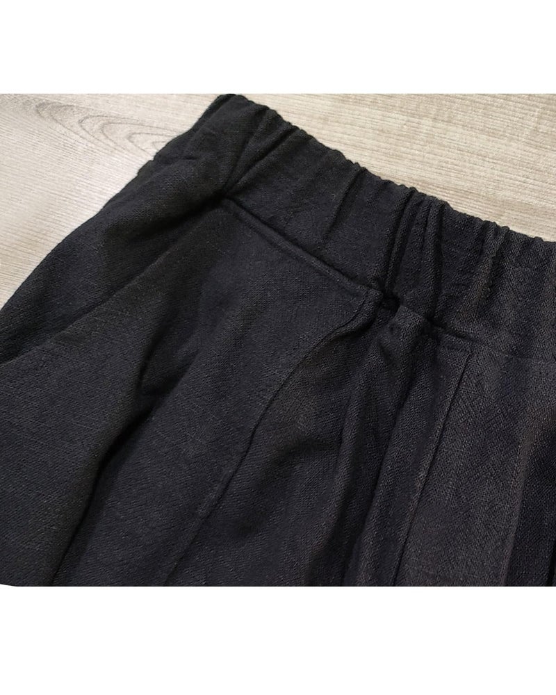 IXIMO Women's Casual Cotton Linen Baggy Pants with Elastic Waist Relax Fit Lantern Trousers Black XXL - Image 4